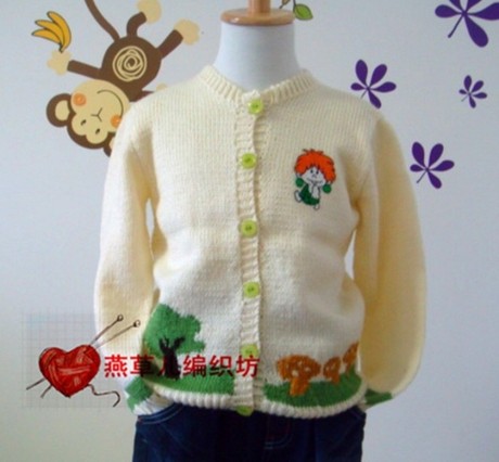 独家定制*羊毛线*纯手工编织蘑菇<em>小树图案儿童</em>