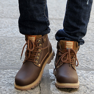  冬款骆驼正品男鞋雪地靴真皮男靴子潮流时尚户外靴马丁短靴男棉鞋