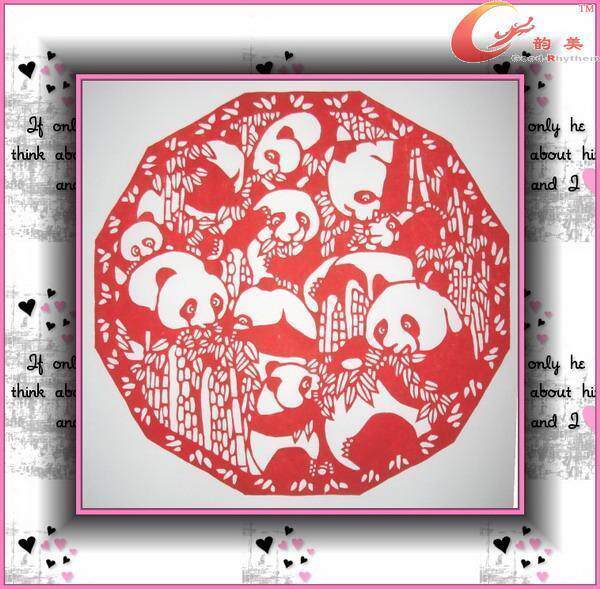 民间工艺品-熊猫剪纸-新奇特色家居装饰画外事出国商务纪念礼品