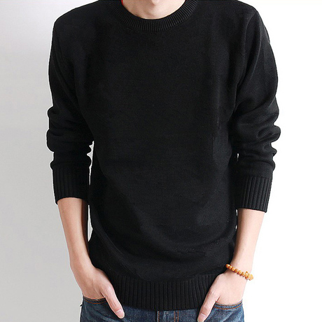 2013春装春季新款韩版男装<em>圆领</em>黑色线衣男士