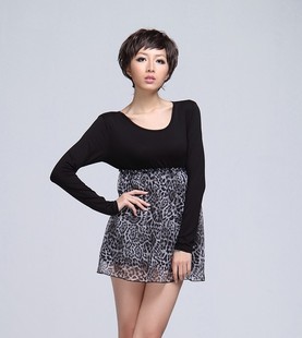 NOIR 韩版豹纹雪纺裙连衣裙连身裙(目前只有短