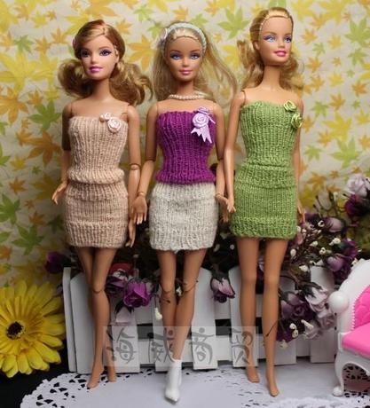 <em>芭比娃娃</em>服装 手工毛线娃衣<em>毛衣</em> 一步裙 抹胸上