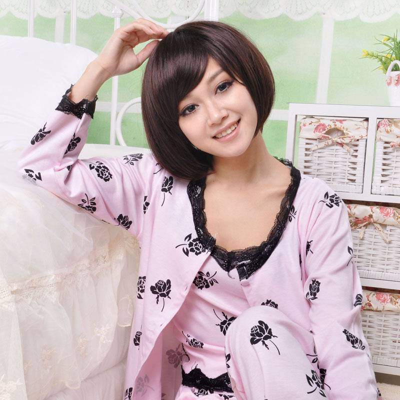 睡衣女春秋樱蒂婉妮家居服性感吊带长袖女士睡衣套装三件套<span class=H>8830</span>