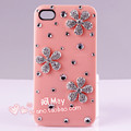 阿May.iPhone4S雪糕壳简约镶钻花朵雏菊水钻贴钻手机套外壳定制