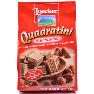  新品 意大利进口零食品 莱家榛子味粒粒装威化饼 250g 浓郁臻果味