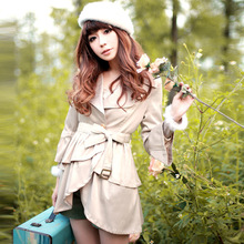 恋上鱼风衣2011秋冬装新款女装韩版单排扣中长款修身风衣外套包邮