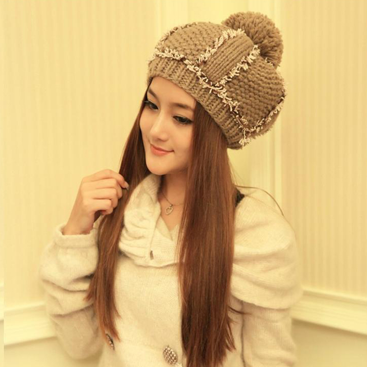 冬季加厚毛线帽子...