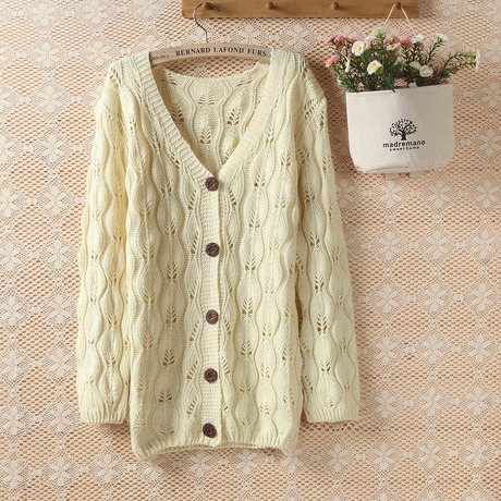 <em>欧洲站</em>日系原单中长款粗线<em>开衫</em>女款<em>针织衫女春</em>