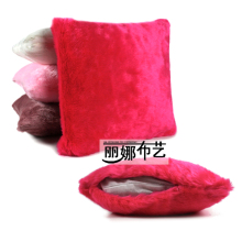素时尚简约抱枕套 沙发靠垫 床头靠枕加厚长毛绒抱枕办公创意单色
