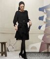 22号到货预定包邮 优雅熟女 气质显瘦 OL 黑色掐丝棉 连衣裙Q8208