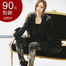 2012春装新款女装 雪纺衫长袖打底吊带 钉珠两件套 开衫外套T018
