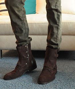  英伦男靴韩版真皮男靴男短靴男子户外靴马丁靴高帮靴潮男靴靴子男