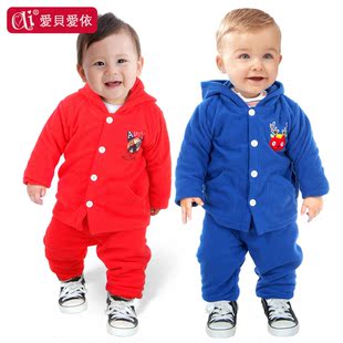  婴儿外出服装男女宝宝套装裤子外套开衫上衣新生儿韩版秋冬季款Z