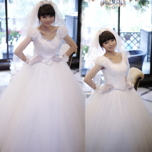 New luxury style wedding dress gorgeous elegant puff sleeve Strap wedding dresses brides love!