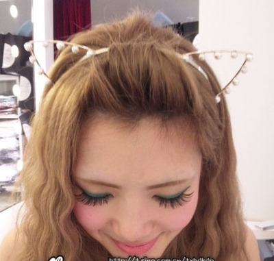 韩版性感珍珠钻饰猫耳朵发箍头箍 日系杂志款发饰