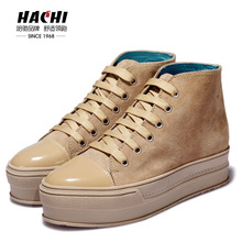哈驰真皮韩版绑带高帮<span class=H>鞋</span>内增高潮女<span class=H>鞋</span> 松糕<span class=H>鞋</span> 欧美 英伦 <span class=H>厚底</span> 潮