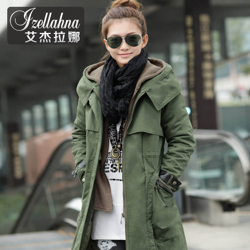 Aijielana 2013 new Korean winter long fake two piece in thick coats casual warm winter coat women