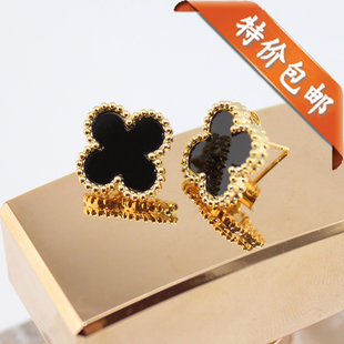  梵克雅宝vca 四叶草耳钉耳环耳饰 韩国饰品 女 珍珠母贝1.4款
