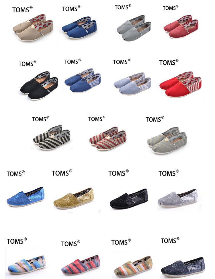 皇冠外贸原单正品<span class=H>toms</span>帆布鞋亮片纯色条纹情侣鞋单鞋快乐玛丽jm风