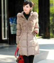 专柜正品 2011新款冬装女士加厚中长款<span class=H>羽绒</span><span class=H>服</span>外套 原单<span class=H>艾莱依</span>风格