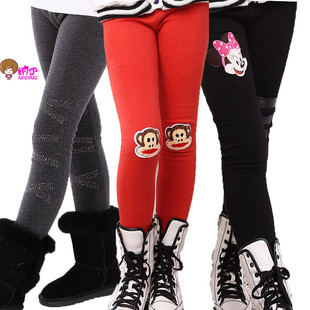  纳丁童装女童秋冬装新款镶钻中大儿童百搭加绒打底裤靴裤长裤