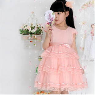  新款童装儿童裙子女童连衣裙夏装韩国婚纱裙蕾丝礼服裙公主裙