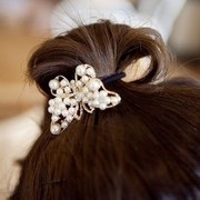 c13甜美可爱韩版珍珠，蝴蝶发圈合金皮筋，发绳头花气质发饰头饰