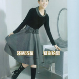 与江南布衣媲美秋装韩版淑女风衣外套波西米亚呢料修身拼接连身裙