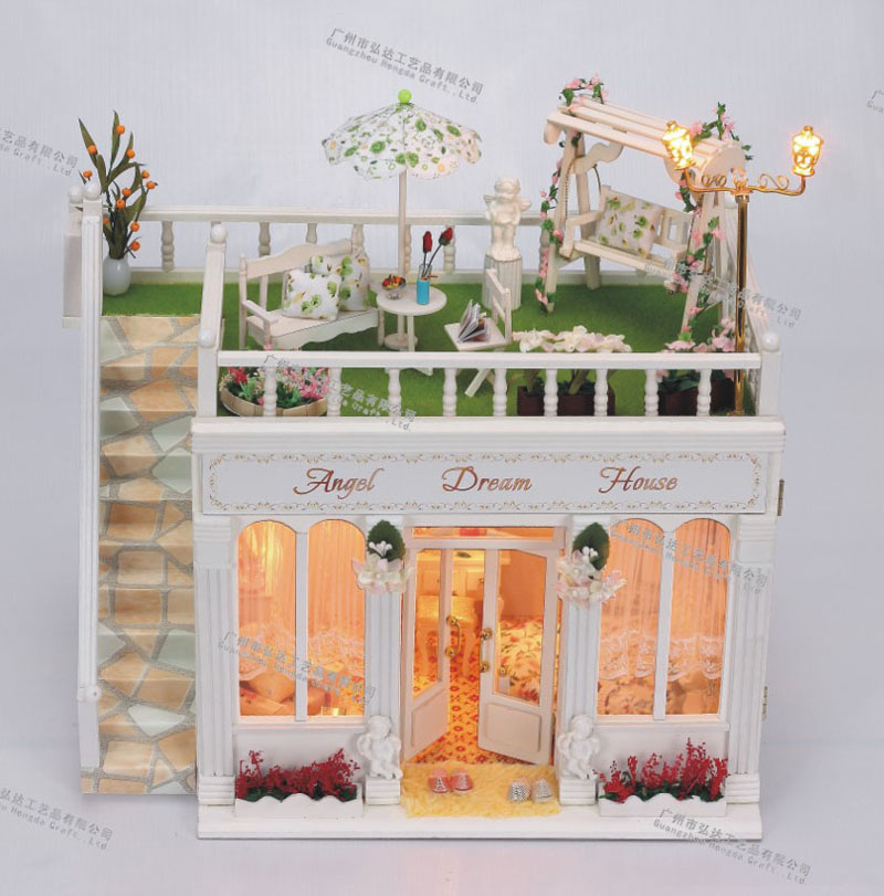 diy小屋成品拼装房子模型别墅新年礼物娃娃屋手工制作 梦幻天使居