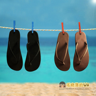  夏日女式拖鞋 凉拖 平底沙滩纯色夹拖 人字拖【晓落窝满29包邮】