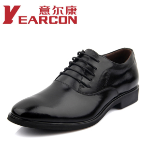  意尔康正品英伦绅士商务正装尖头系带休闲男鞋头层牛皮意尔康皮鞋