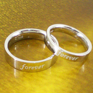 依卡思 纯银包18k白金情侣对戒指 永远的路forever 情人节礼物 依卡思 纯银包18k白金情侣对戒指 永远的路forever 情人节礼物