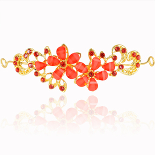  花仙子的诱惑 新娘皇冠头饰 结婚饰品红色水钻发饰 复古婚纱配饰