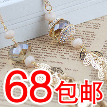 包邮 高贵金叶水晶钻饰<span class=H>黄金</span>甲饰品 毛衣链 长款 韩国 首饰 礼物
