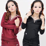 包邮春装新品 阿迪达斯运动服 运动套装女式纯棉修身韩版休闲装