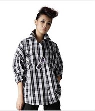 2011冬装新款Lapargay纳帕佳正品欧美风纯棉宽松格子衬衫女LC1116