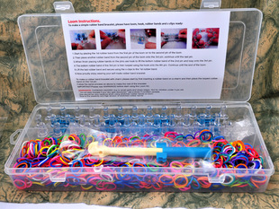 双格塑料盒1200个混色橡皮筋 特级彩虹编织机 器套装rainbow loom
