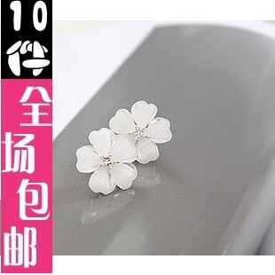 0489 韩国饰品 晶莹五瓣花耳钉 <span class=H>耳环</span>