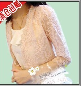  正品夏装新款女短款韩版薄春秋开衫蕾丝坎肩披肩小外套有大码