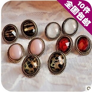 AQ0419 欧美饰品 性感小复古 超值椭圆<span class=H>豹纹</span>小耳钉
