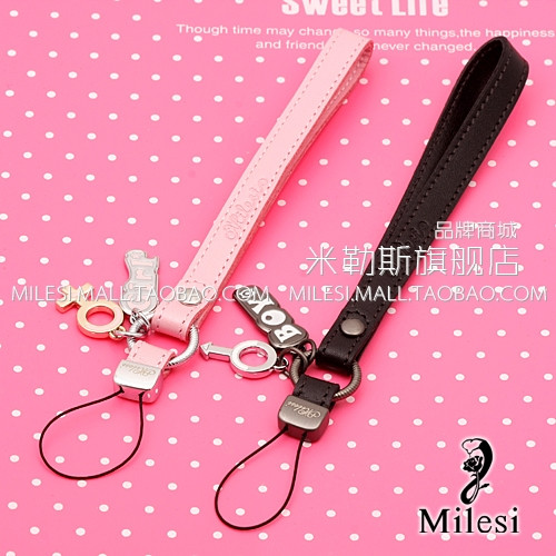 Milesi米勒斯 情侣<span class=H>手机</span><span class=H>链</span> <span class=H>手机</span>绳 真皮 创意挂件饰品 包邮[7966