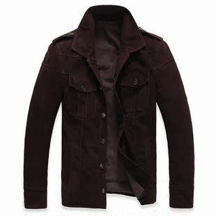  新款 真皮反绒夹克 绵羊皮反绒皮衣 男式外套 新品 海宁皮衣