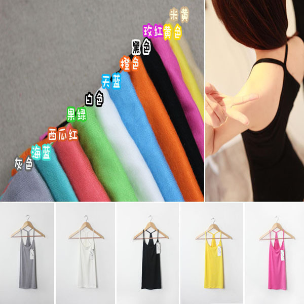 Modal drape solid color Y-shaped candy colored rendering small vest wild sling bottoming shirt women 300