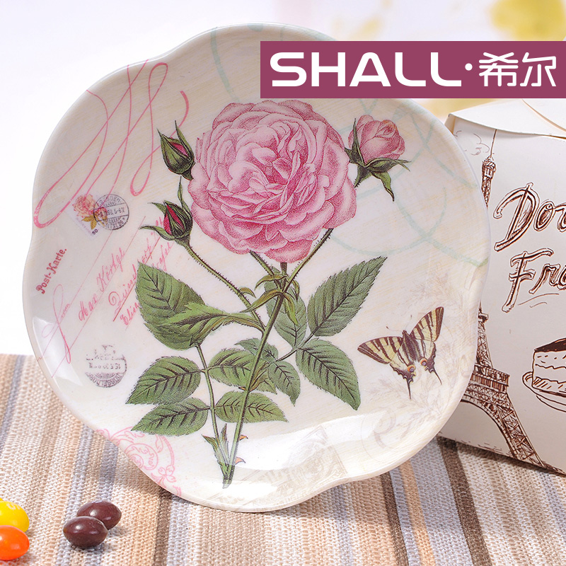 SHALL/希尔 美耐皿花型浅碟 创意时尚密胺盘子碟子四件套装 特价 SHALL/希尔 美耐皿花型浅碟 创意时尚密胺盘子碟子四件套装 特价
