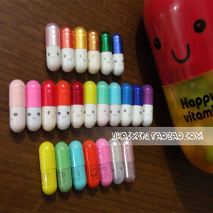 卡通爱情药丸 彩色胶囊 含信纸 送恋人 许愿爱情