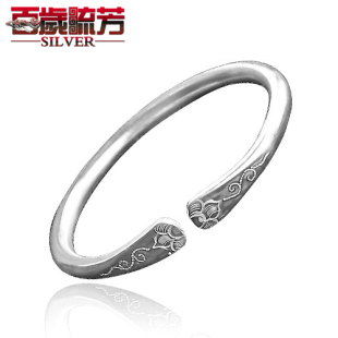  纯银手镯 正品S999千足银手镯 雪银 纯手工纯银饰品 纯银手镯 019