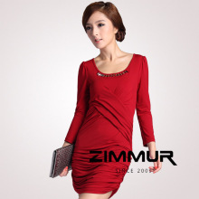 [ZM11WQ2069]2011女装 秋装新款 秋冬正品优雅手工订珠连衣裙