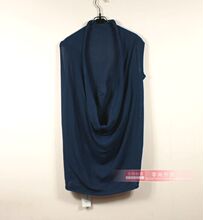 香港名莎MISAVOGUE 正品带标 时尚百搭修身堆堆领针织背心 藏蓝色