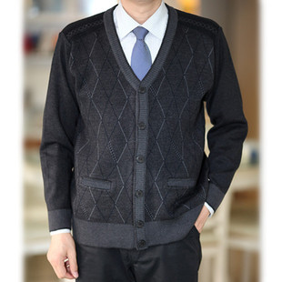  中老年男装毛衣针织衫老人羊毛衫外衣秋装冬装老年人外套服装服饰