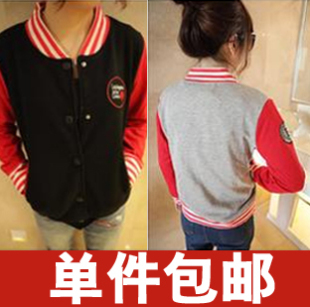  情侣棒球服 女 春秋冬季韩国版休闲开衫班服女士外套抓绒加厚卫衣